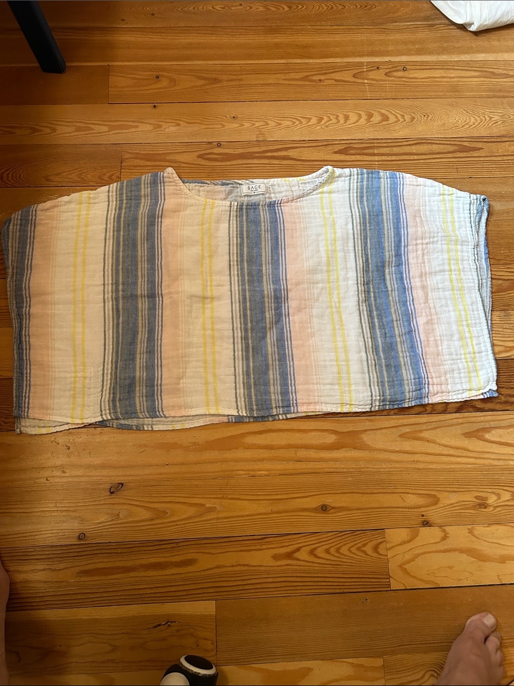 Sage Striped Lightweight Top in Blue, Gray, Cream